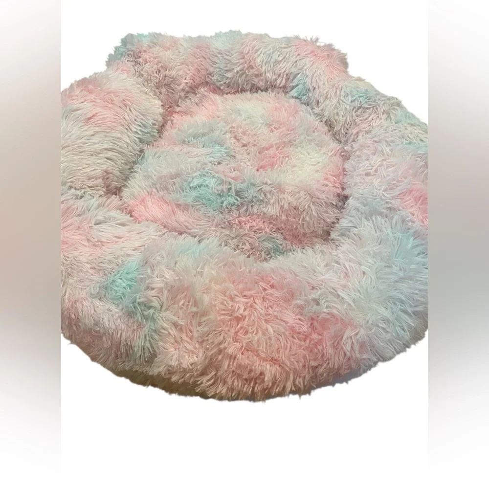 Western Home Pet Dog Cat Fluffy Faux Fur Round Cushion Bed